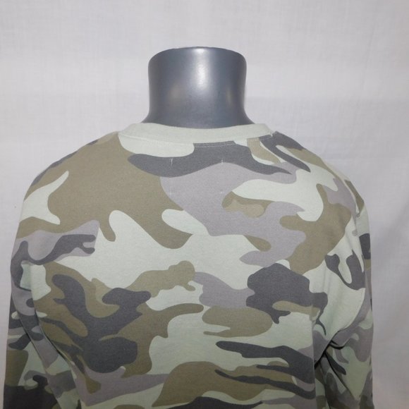 Champion Mens L Spellout Green Gray Camo Crew Neck Sweatshirt - Picture 9 of 10